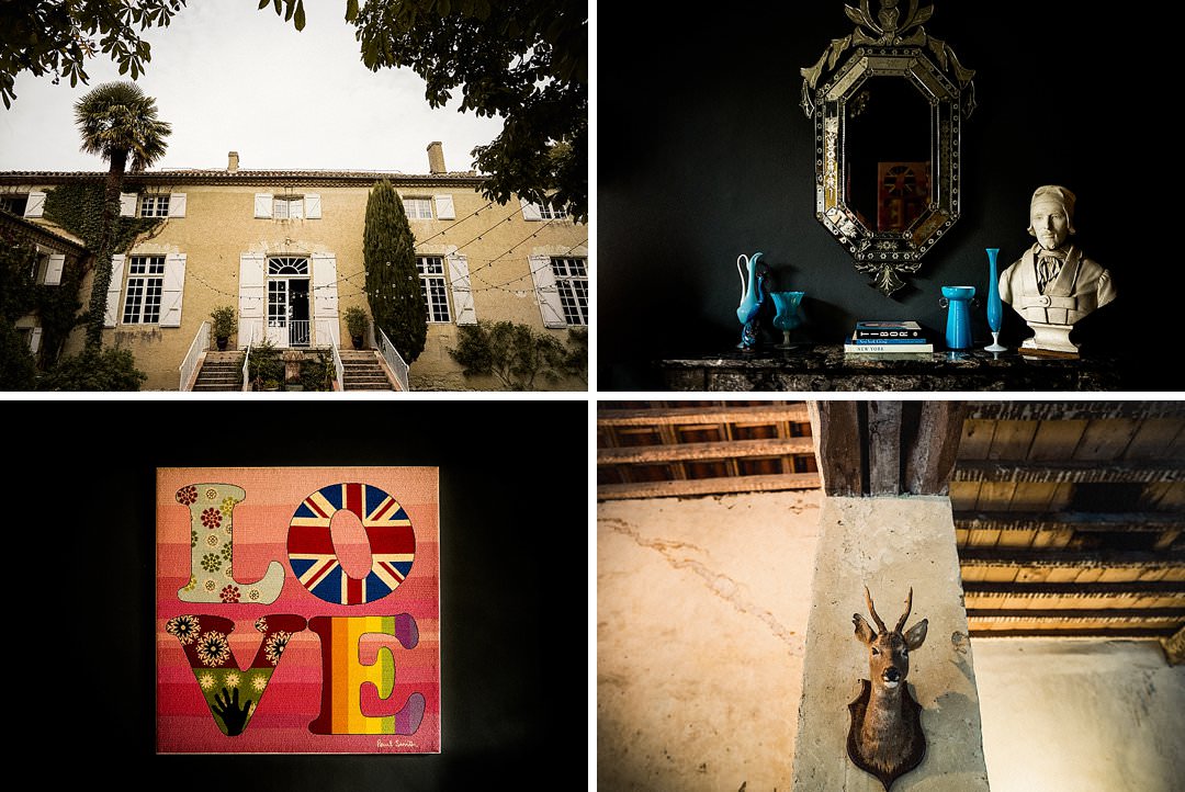 Exterior and interior shots of Chateau Lartigolle in Southern France 