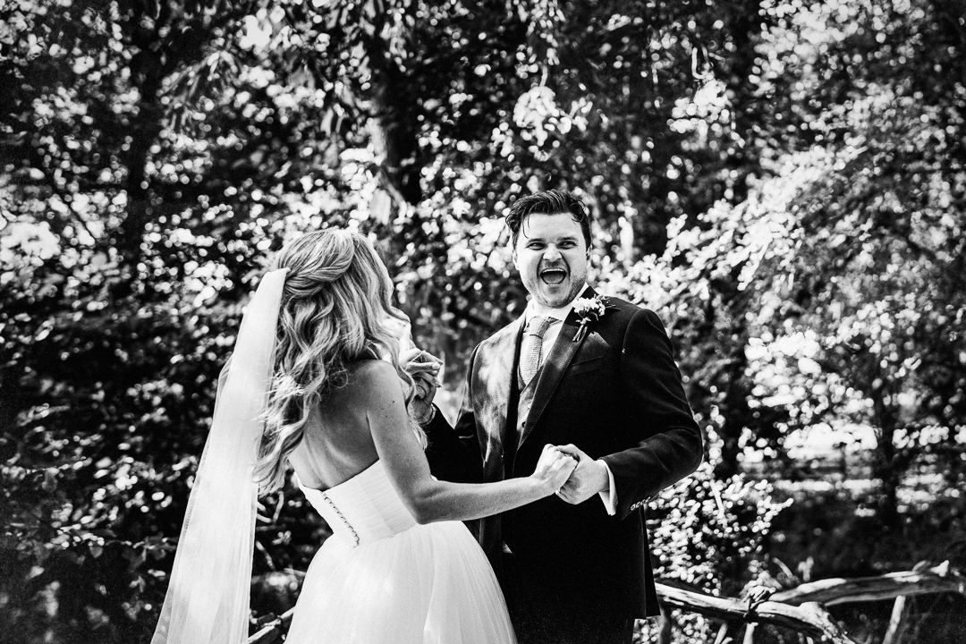 Natural portrait of groom at a Sussex countryside wedding