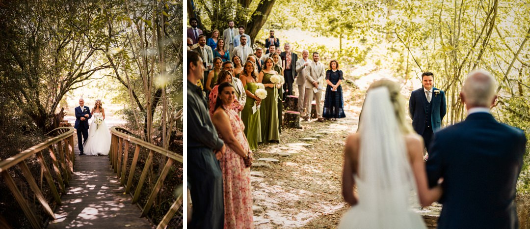 Wedding guests watching the ceremony at Ridge Farm Sussex